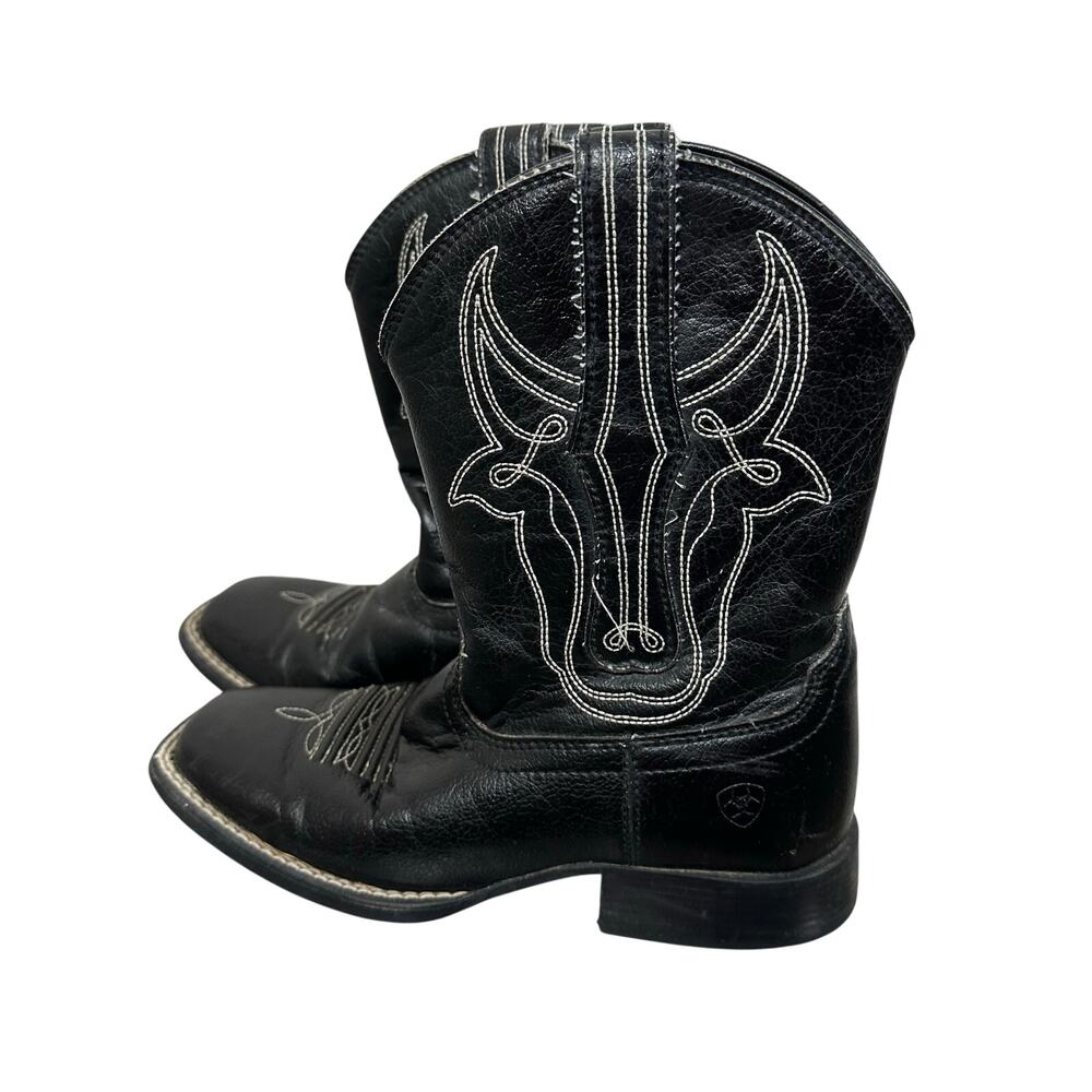 Ariat Youth Roper Boots 1.5 Black Leather Western Cowboy Kids